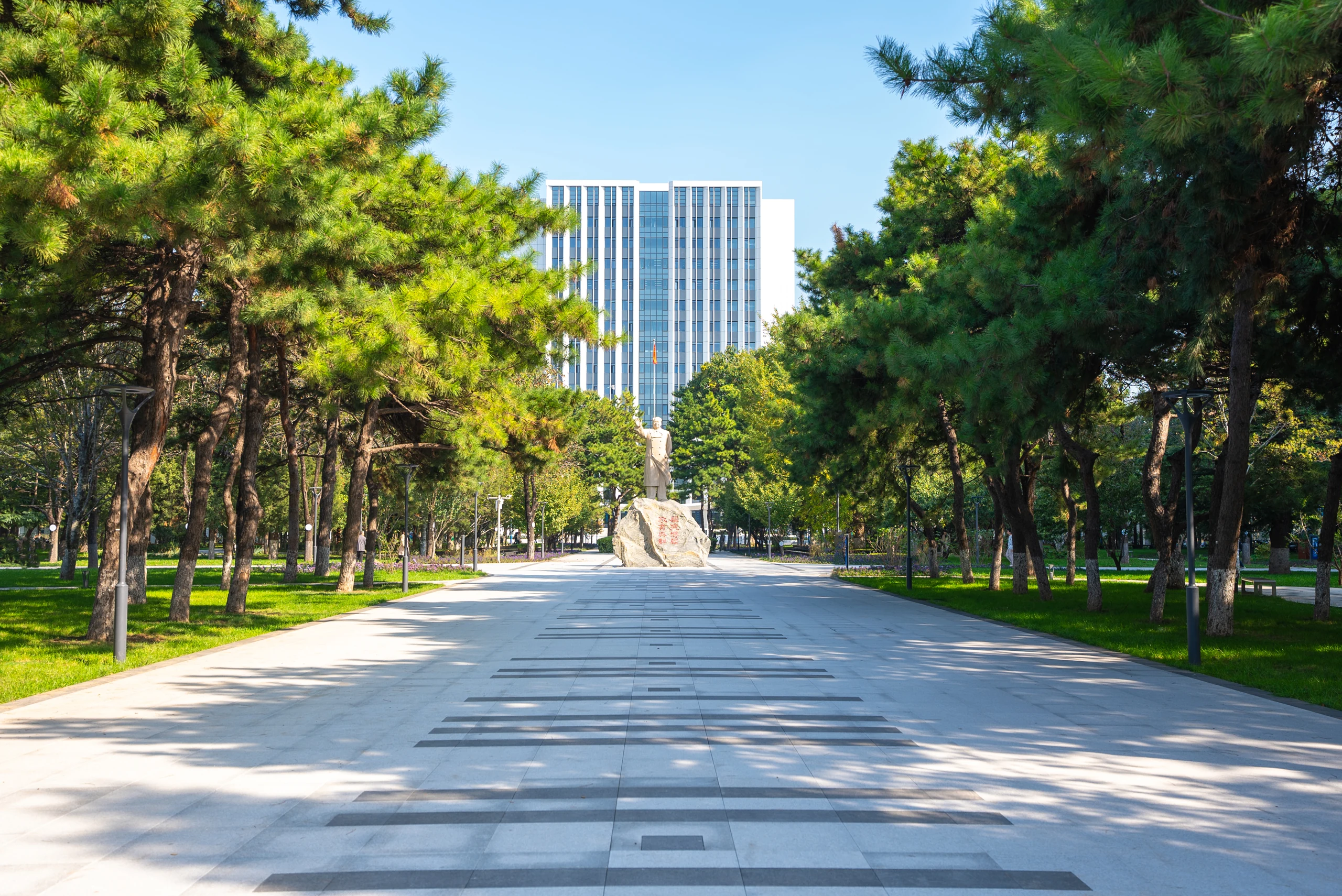 北京邮电大学校园林荫大道与教学建筑